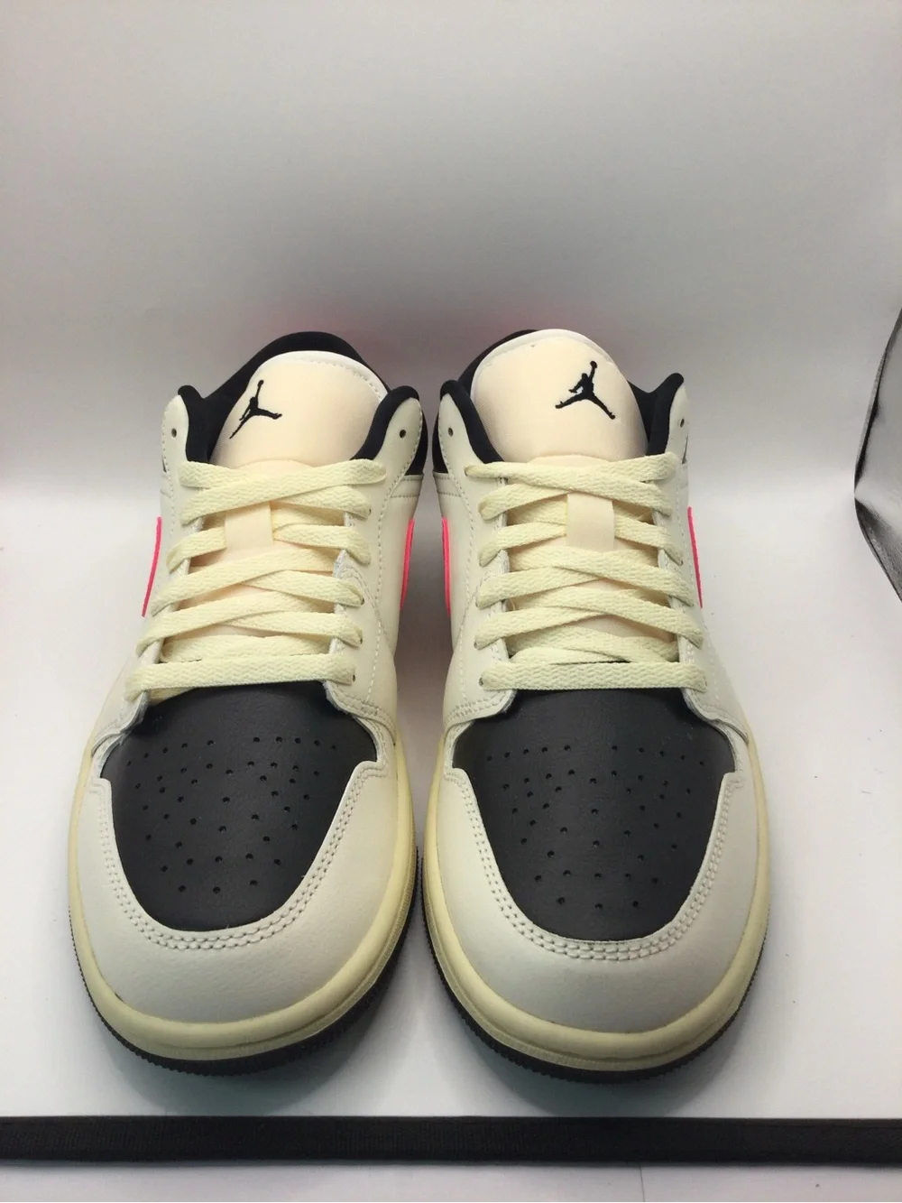 Jordan Men's Low Top Sneakers - Black / Cream with Pink Accent
